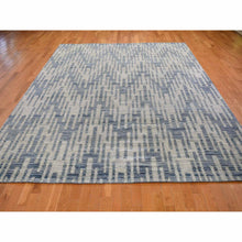 Load image into Gallery viewer, 9&#39;x12&#39; Wool And Pure Silk Chevron Design Hand Knotted Oriental Rug FWR354018
