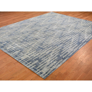 9'x12' Wool And Pure Silk Chevron Design Hand Knotted Oriental Rug FWR354018