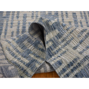 9'x12' Wool And Pure Silk Chevron Design Hand Knotted Oriental Rug FWR354018
