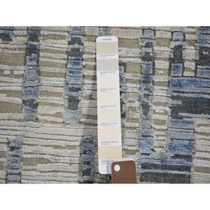 9'x12' Wool And Pure Silk Chevron Design Hand Knotted Oriental Rug FWR354018