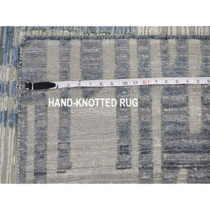 9'x12' Wool And Pure Silk Chevron Design Hand Knotted Oriental Rug FWR354018