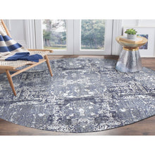 Load image into Gallery viewer, 4&#39;x4&#39; Round Gray Wool And Pure Silk Jewellery Design Hand Knotted Oriental Rug FWR354150