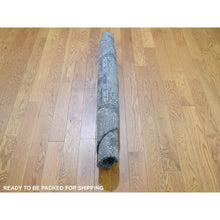 Load image into Gallery viewer, 4&#39;x4&#39; Round Gray Wool And Pure Silk Jewellery Design Hand Knotted Oriental Rug FWR354150
