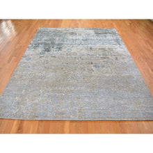 Load image into Gallery viewer, 8&#39;x9&#39;10&quot; Gray Abstract Design Wool And Silk Denser Weave Hand Knotted Oriental Rug FWR354252