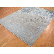 Load image into Gallery viewer, 8&#39;x9&#39;10&quot; Gray Abstract Design Wool And Silk Denser Weave Hand Knotted Oriental Rug FWR354252