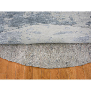 7'10"x7'10" Round Abstract Design Wool And Silk Hi-low Pile Denser Weave Hand Knotted Oriental Rug FWR354318