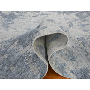 7'10"x7'10" Round Abstract Design Wool And Silk Hi-low Pile Denser Weave Hand Knotted Oriental Rug FWR354318