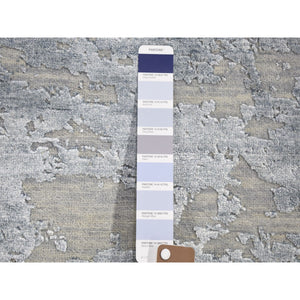 7'10"x7'10" Round Abstract Design Wool And Silk Hi-low Pile Denser Weave Hand Knotted Oriental Rug FWR354318
