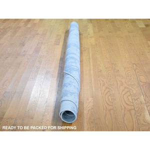 7'10"x7'10" Round Abstract Design Wool And Silk Hi-low Pile Denser Weave Hand Knotted Oriental Rug FWR354318