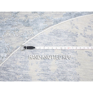 7'10"x7'10" Round Abstract Design Wool And Silk Hi-low Pile Denser Weave Hand Knotted Oriental Rug FWR354318