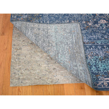 Load image into Gallery viewer, 9&#39;x12&#39; Blue Erased Persian Design Wool And Silk Hand Knotted Oriental Rug FWR354342