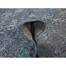 Load image into Gallery viewer, 9&#39;x12&#39; Blue Erased Persian Design Wool And Silk Hand Knotted Oriental Rug FWR354342
