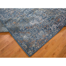Load image into Gallery viewer, 9&#39;x12&#39; Blue Erased Persian Design Wool And Silk Hand Knotted Oriental Rug FWR354342