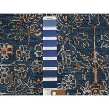 Load image into Gallery viewer, 9&#39;x12&#39; Blue Erased Persian Design Wool And Silk Hand Knotted Oriental Rug FWR354342