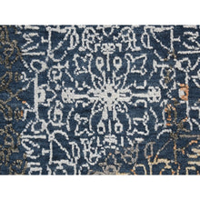 Load image into Gallery viewer, 9&#39;x12&#39; Blue Erased Persian Design Wool And Silk Hand Knotted Oriental Rug FWR354342