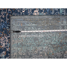 Load image into Gallery viewer, 9&#39;x12&#39; Blue Erased Persian Design Wool And Silk Hand Knotted Oriental Rug FWR354342
