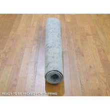 Load image into Gallery viewer, 4&#39;x6&#39; Gray Abstract Design Wool And Silk Hi-low Pile Denser Weave Hand Knotted Oriental Rug FWR354510