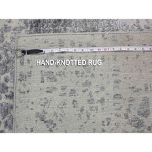 Load image into Gallery viewer, 4&#39;x6&#39; Gray Abstract Design Wool And Silk Hi-low Pile Denser Weave Hand Knotted Oriental Rug FWR354510