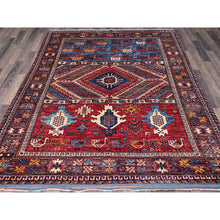 Load image into Gallery viewer, 6&#39;x7&#39;4&quot; Colorful, Afghan Ersari With Turkish Knot, Caucasian Design Revival, Ancient Bird Figurines, Vegetable Dyes, Densely Woven, Hand Knotted, Soft And Shiny Wool, Oriental Rug FWR3540