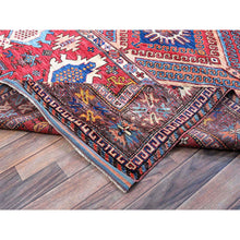 Load image into Gallery viewer, 6&#39;x7&#39;4&quot; Colorful, Afghan Ersari With Turkish Knot, Caucasian Design Revival, Ancient Bird Figurines, Vegetable Dyes, Densely Woven, Hand Knotted, Soft And Shiny Wool, Oriental Rug FWR3540