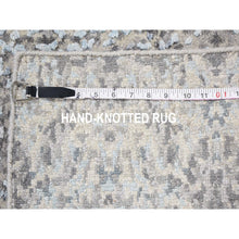Load image into Gallery viewer, 2&#39;x3&#39; Gray Wool And Silk Abstract Design Hand Knotted Oriental Rug FWR354780