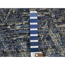 Load image into Gallery viewer, 8&#39;9&quot;x12&#39;3&quot; The Interwined Triangles, Blue Silk With Textured Wool Hand Knotted Oriental Rug FWR354840