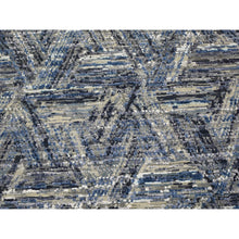 Load image into Gallery viewer, 8&#39;9&quot;x12&#39;3&quot; The Interwined Triangles, Blue Silk With Textured Wool Hand Knotted Oriental Rug FWR354840
