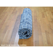 Load image into Gallery viewer, 8&#39;9&quot;x12&#39;3&quot; The Interwined Triangles, Blue Silk With Textured Wool Hand Knotted Oriental Rug FWR354840