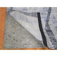 Load image into Gallery viewer, 9&#39;x12&#39; Dimensional Curtains Gray Silk With Textured Wool Hand Knotted Oriental Rug FWR354864