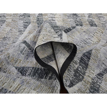 Load image into Gallery viewer, 9&#39;x12&#39; Dimensional Curtains Gray Silk With Textured Wool Hand Knotted Oriental Rug FWR354864