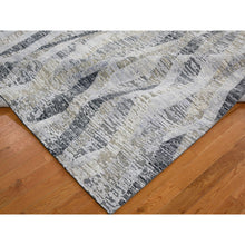 Load image into Gallery viewer, 9&#39;x12&#39; Dimensional Curtains Gray Silk With Textured Wool Hand Knotted Oriental Rug FWR354864