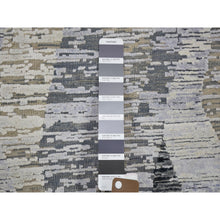 Load image into Gallery viewer, 9&#39;x12&#39; Dimensional Curtains Gray Silk With Textured Wool Hand Knotted Oriental Rug FWR354864