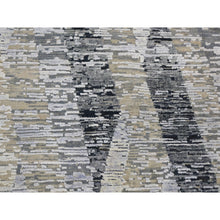 Load image into Gallery viewer, 9&#39;x12&#39; Dimensional Curtains Gray Silk With Textured Wool Hand Knotted Oriental Rug FWR354864