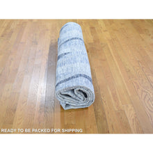 Load image into Gallery viewer, 9&#39;x12&#39; Dimensional Curtains Gray Silk With Textured Wool Hand Knotted Oriental Rug FWR354864