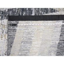 Load image into Gallery viewer, 9&#39;x12&#39; Dimensional Curtains Gray Silk With Textured Wool Hand Knotted Oriental Rug FWR354864