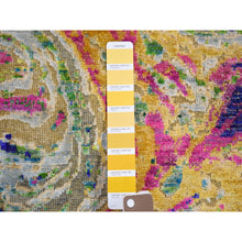 Load image into Gallery viewer, 4&#39;9&quot;x6&#39;7&quot; The Lava, Colorful Sari Silk With Textured Wool Hand Knotted Oriental Rug FWR354906