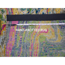 Load image into Gallery viewer, 4&#39;9&quot;x6&#39;7&quot; The Lava, Colorful Sari Silk With Textured Wool Hand Knotted Oriental Rug FWR354906