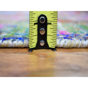 5'x6'10" Colorful Jewellery Design Sari Silk With Textured Wool Hand Knotted Oriental Rug FWR354912