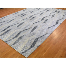 Load image into Gallery viewer, 10&#39;x14&#39; Dimensional Curtains Gray Silk With Textured Wool Hand Knotted Oriental Rug FWR354918