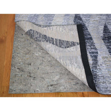 Load image into Gallery viewer, 10&#39;x14&#39; Dimensional Curtains Gray Silk With Textured Wool Hand Knotted Oriental Rug FWR354918