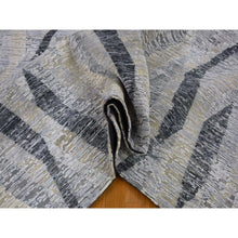 Load image into Gallery viewer, 10&#39;x14&#39; Dimensional Curtains Gray Silk With Textured Wool Hand Knotted Oriental Rug FWR354918