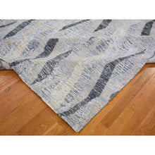 Load image into Gallery viewer, 10&#39;x14&#39; Dimensional Curtains Gray Silk With Textured Wool Hand Knotted Oriental Rug FWR354918