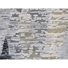 Load image into Gallery viewer, 10&#39;x14&#39; Dimensional Curtains Gray Silk With Textured Wool Hand Knotted Oriental Rug FWR354918