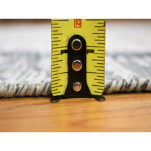 Load image into Gallery viewer, 3&#39;x12&#39; Dimensional Curtains Gray Silk With Textured Wool Hand Knotted Runner Oriental Rug FWR354972