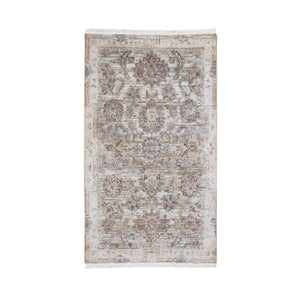 3'x5'2" Silk With Textured Wool Mughal Design Hand Knotted Oriental Rug FWR354978