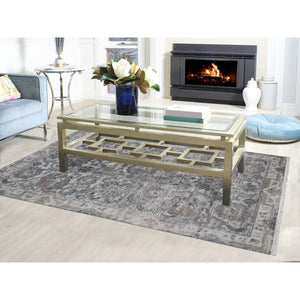 6'x9'1" Silk With Textured Wool Mughal Design Hand Knotted Oriental Rug FWR354984