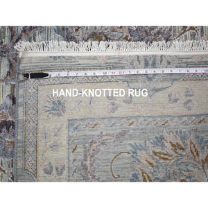 6'x9'1" Silk With Textured Wool Mughal Design Hand Knotted Oriental Rug FWR354984
