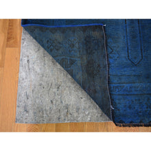 Load image into Gallery viewer, 5&#39;x10&#39; Blue Gallery Size Overdyed Persian Shiraz Worn Down Distressed Hand Knotted Oriental Rug FWR355110