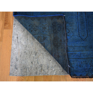 5'x10' Blue Gallery Size Overdyed Persian Shiraz Worn Down Distressed Hand Knotted Oriental Rug FWR355110