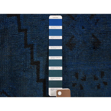 Load image into Gallery viewer, 5&#39;x10&#39; Blue Gallery Size Overdyed Persian Shiraz Worn Down Distressed Hand Knotted Oriental Rug FWR355110